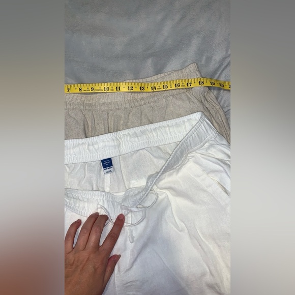 Old navy lot of 2 pairs linen pull on pants tan and white nwt size XL Wide leg - Picture 3 of 9